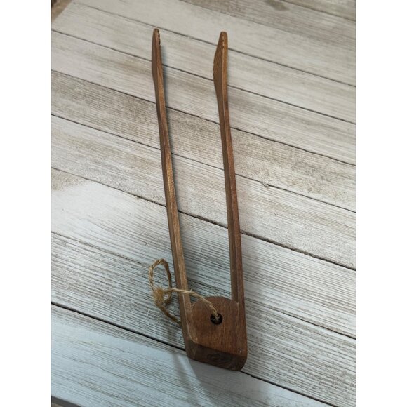 Handcrafted Wooden Kitchen Tongs With Grooved Tips & Hole For Hanging cooking - Picture 3 of 8